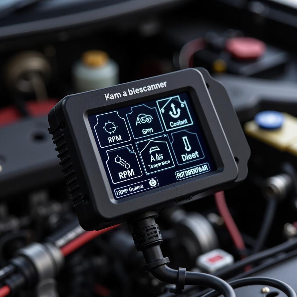 Car RPM Scanner Displaying Engine Data