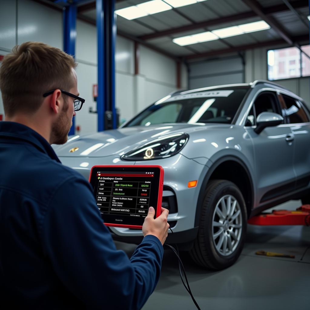 Modern Car Repair with Diagnostic Tools in ICT