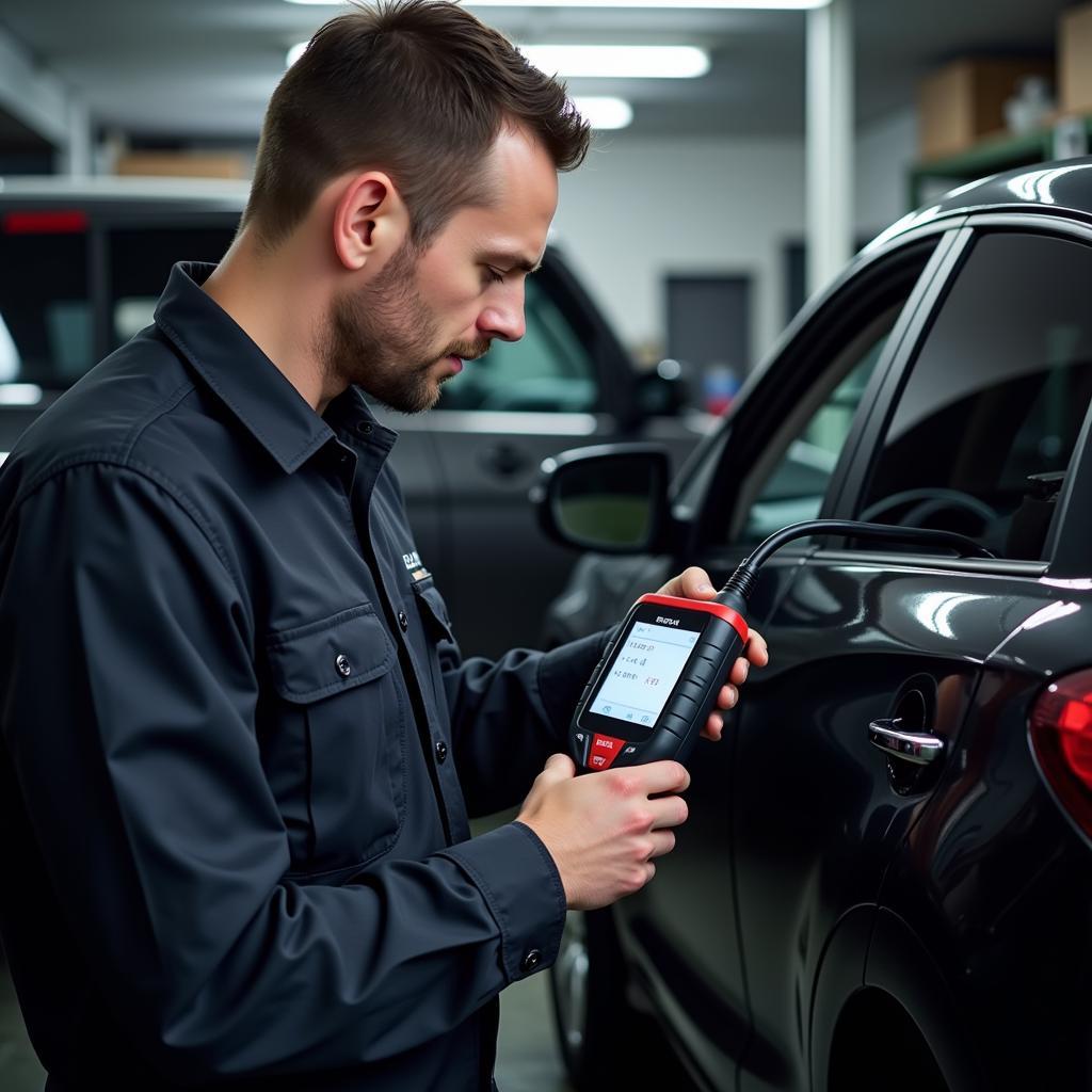 G Scan Tool Performing Diagnostics in a New Zealand Workshop