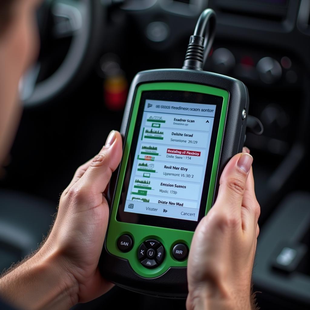 Mechanic Checking OBD II Readiness Monitors