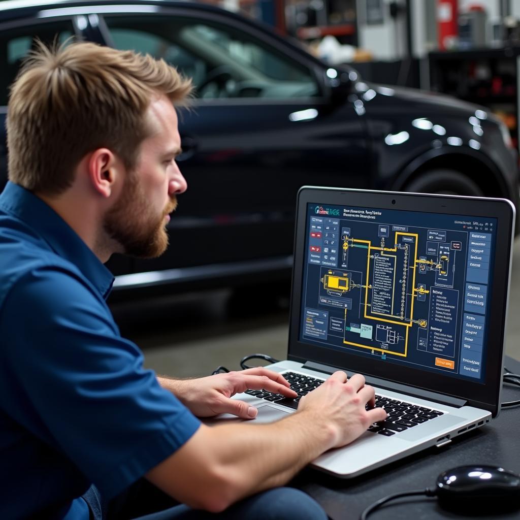 Mechanic Using Diagnostic Software