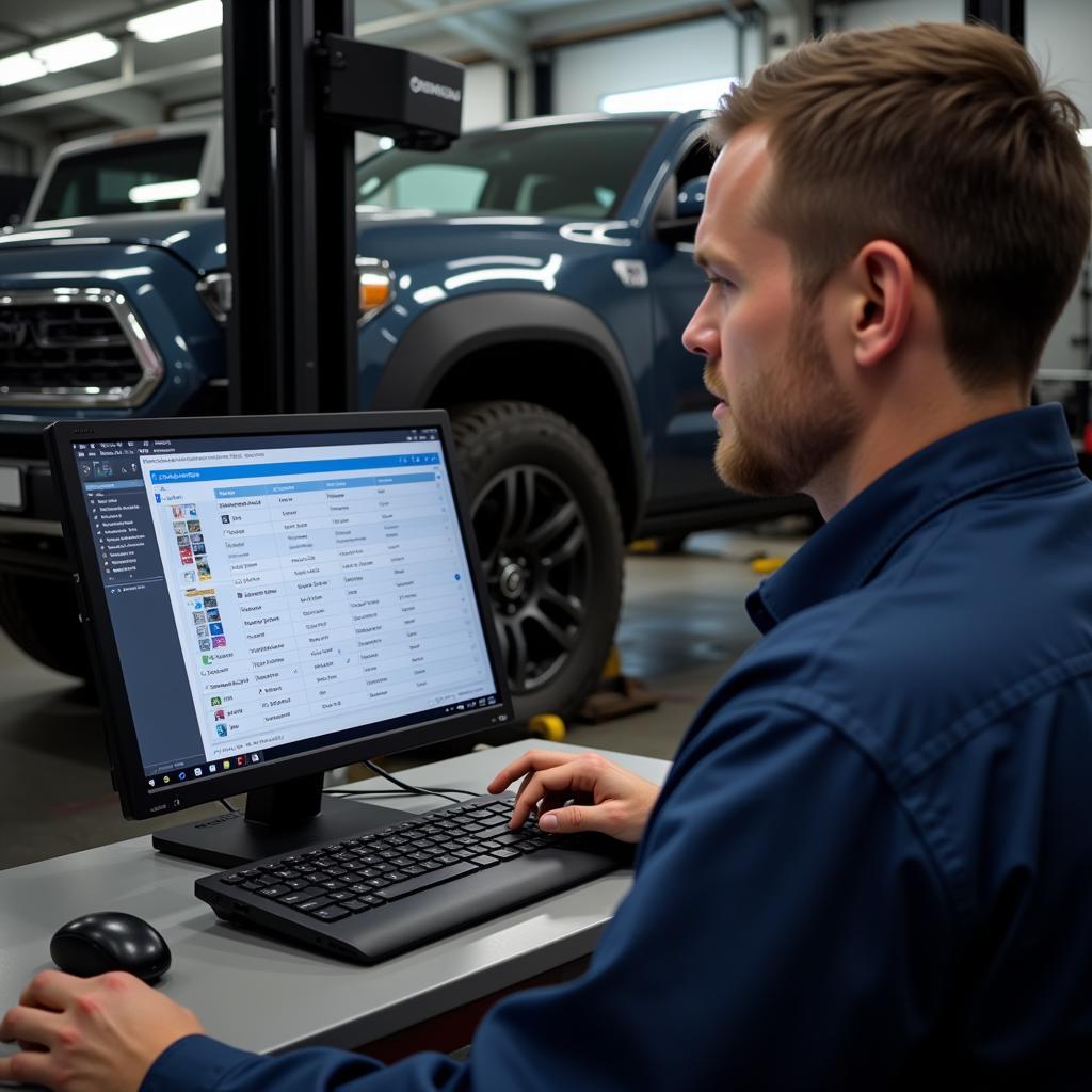 Mechanic Using Diagnostic Software