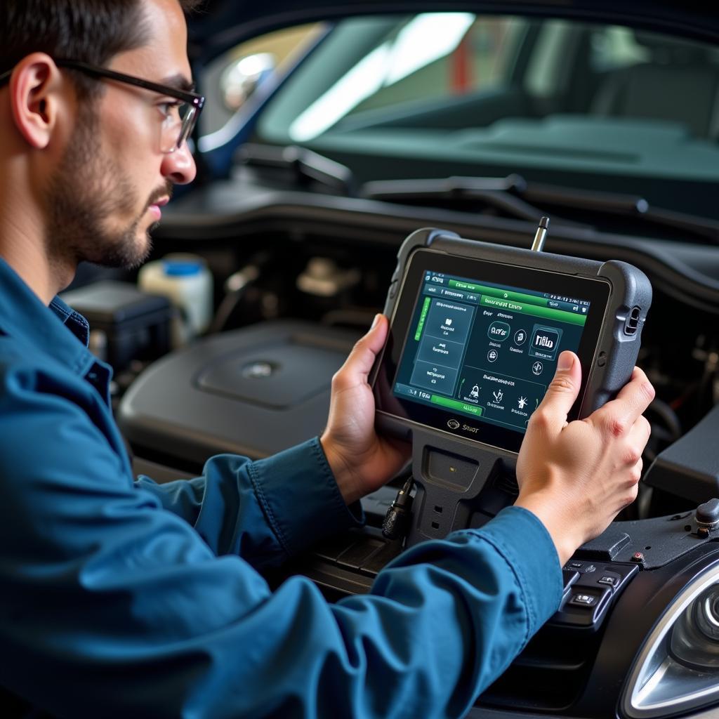 Mechanic Using a Professional Scan Tool