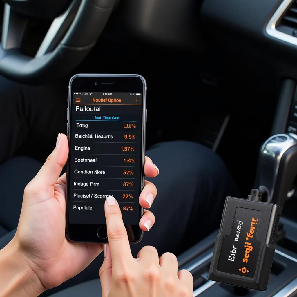 OBD Bluetooth Car Scanner Connected to Smartphone