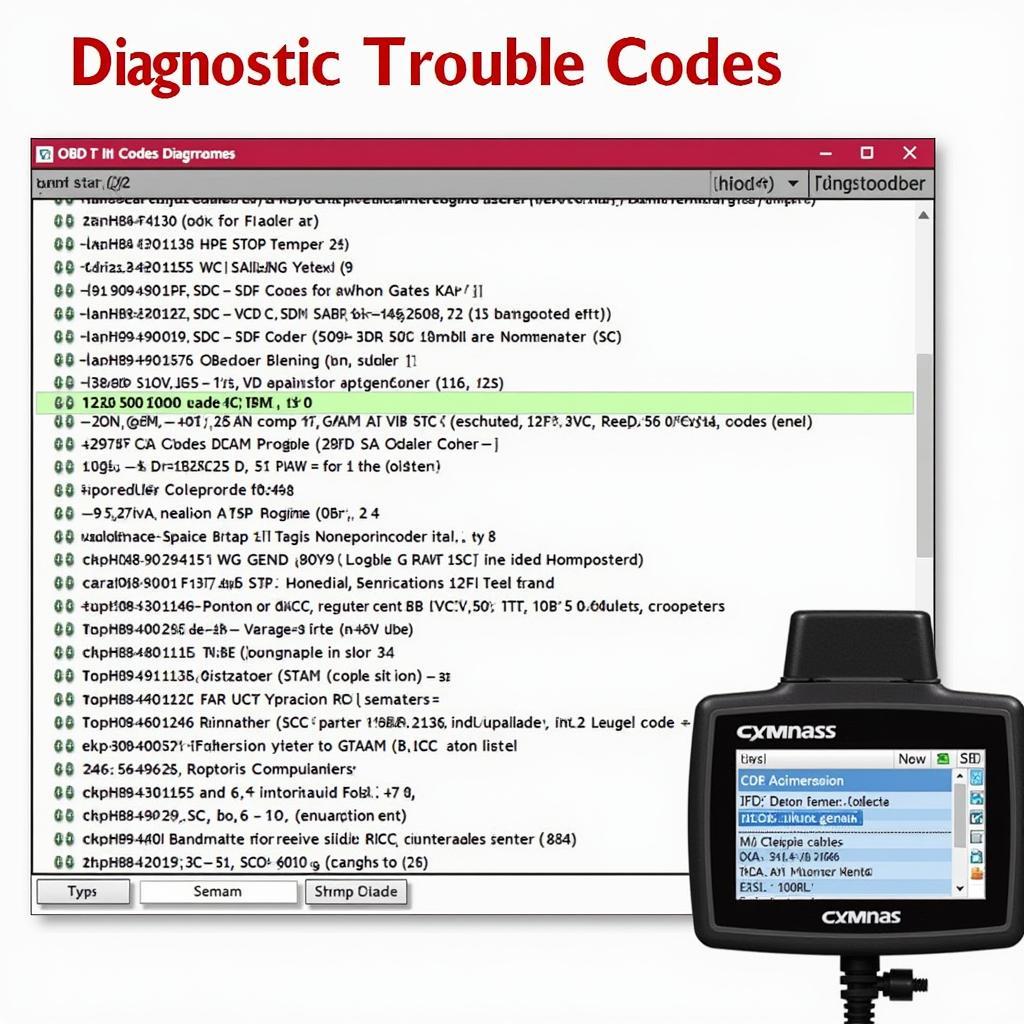 OBD II Scanner Displaying Diagnostic Trouble Codes