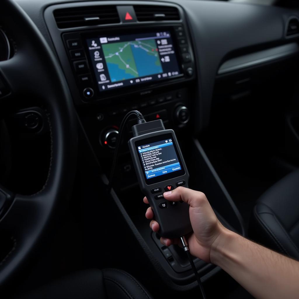 OBD Scanner Connected to a Car's OBD-II Port