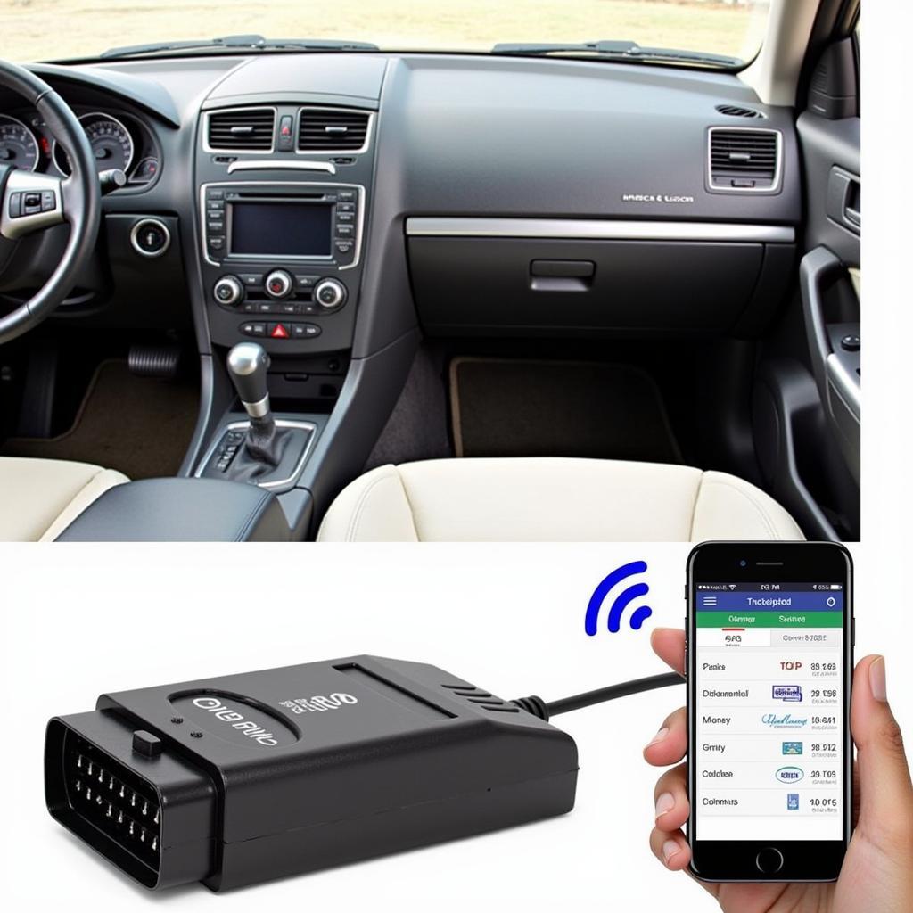 OBD2 Bluetooth Scanner Connected to Car