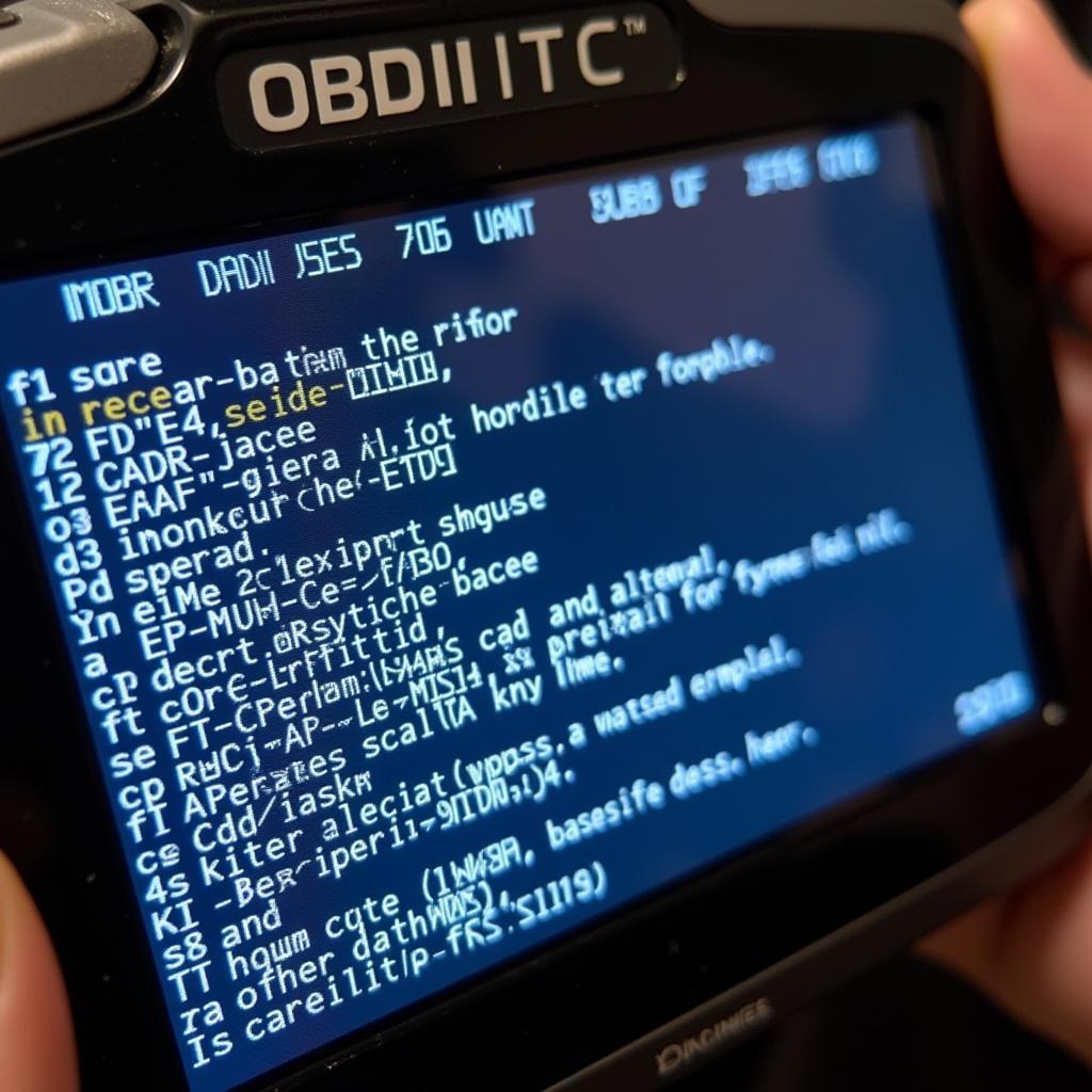 OBDII scanner displaying a DTC