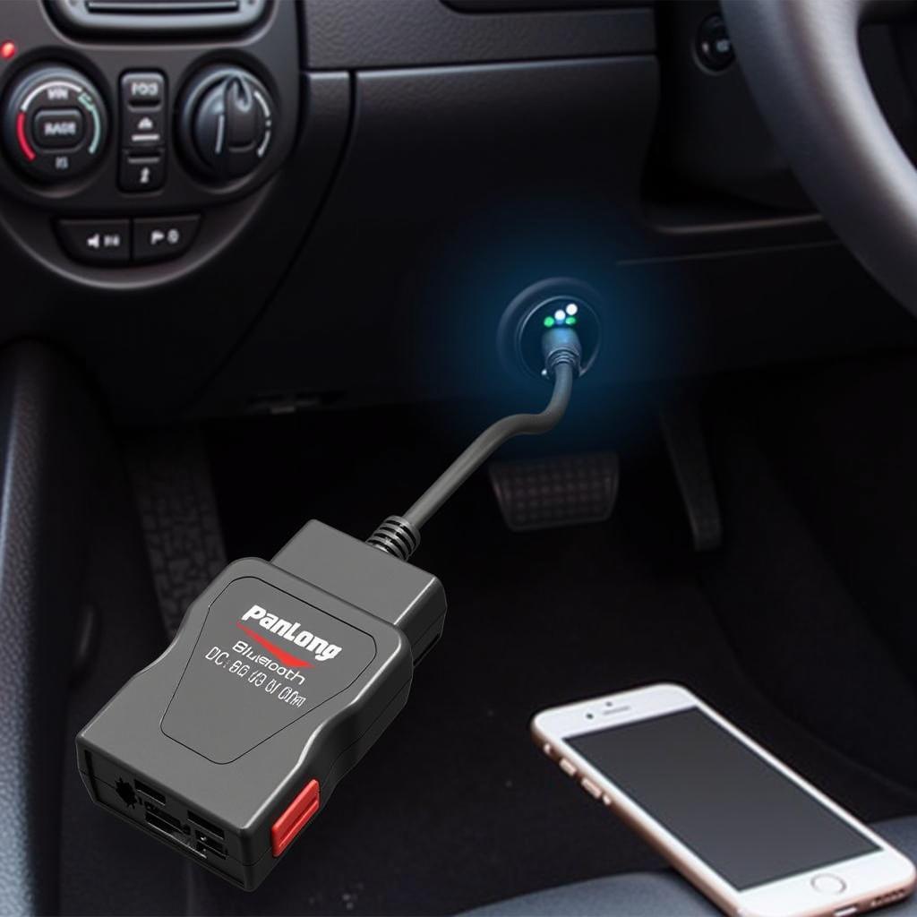 Panlong Bluetooth OBD2 Scanner Connected to a Car's OBD2 Port