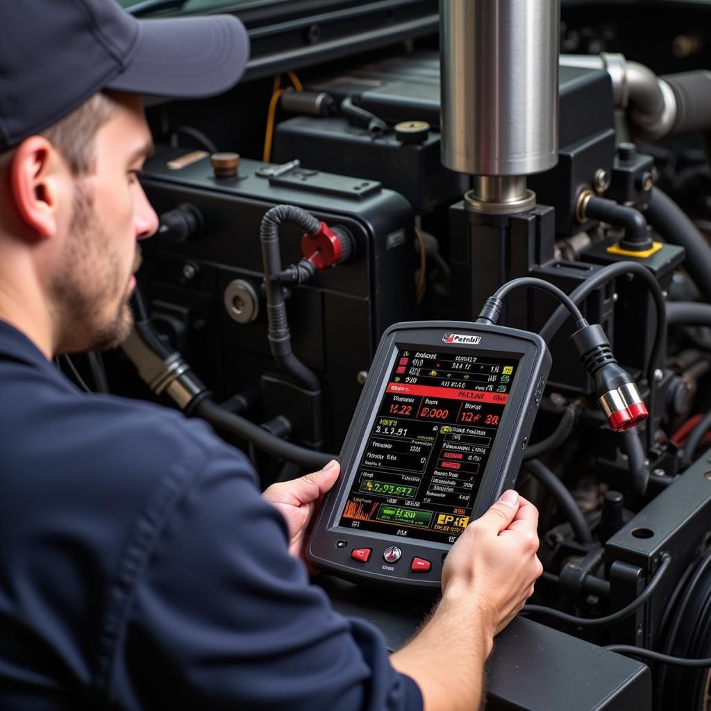 Peterbilt Diagnostic Tool in Use