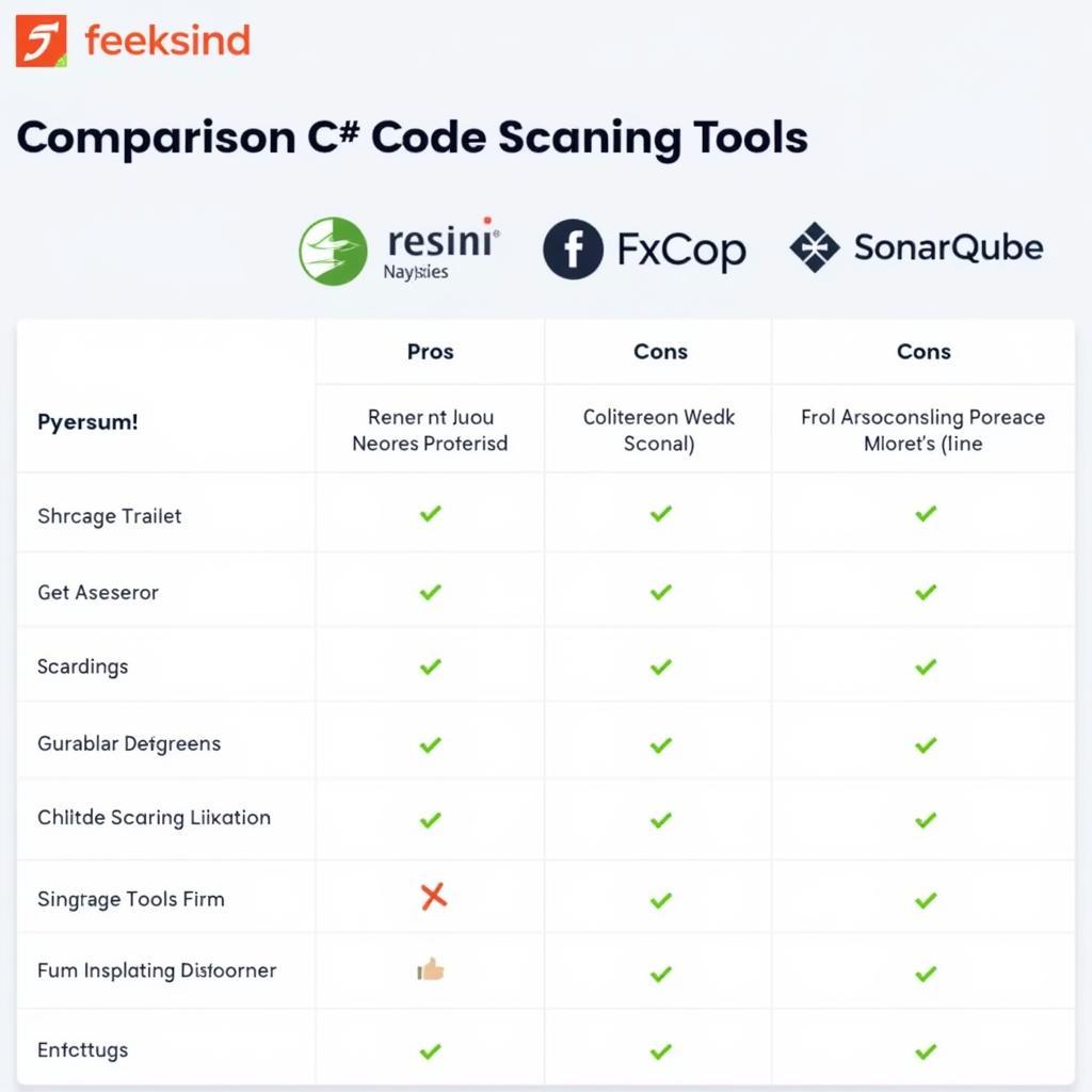 Comparison of popular C# code scanning tools like Roslyn Analyzers, SonarQube, and FxCop.