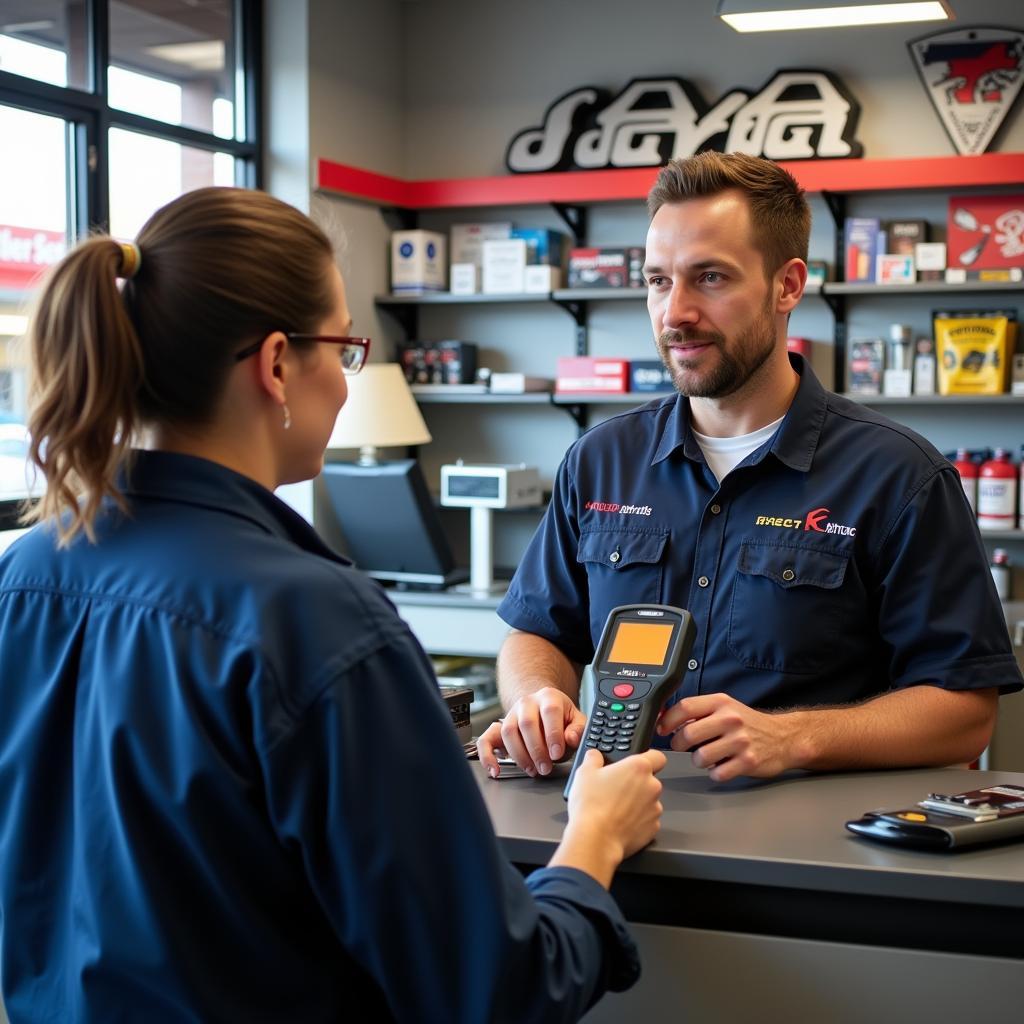 Renting a car diagnostic scanner at an auto parts store