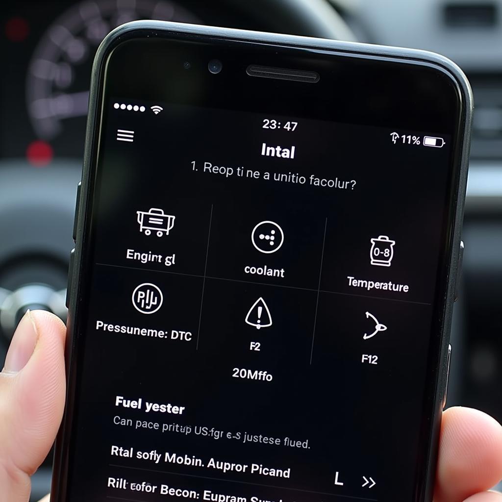 Smartphone Displaying Car Diagnostics via ELM327