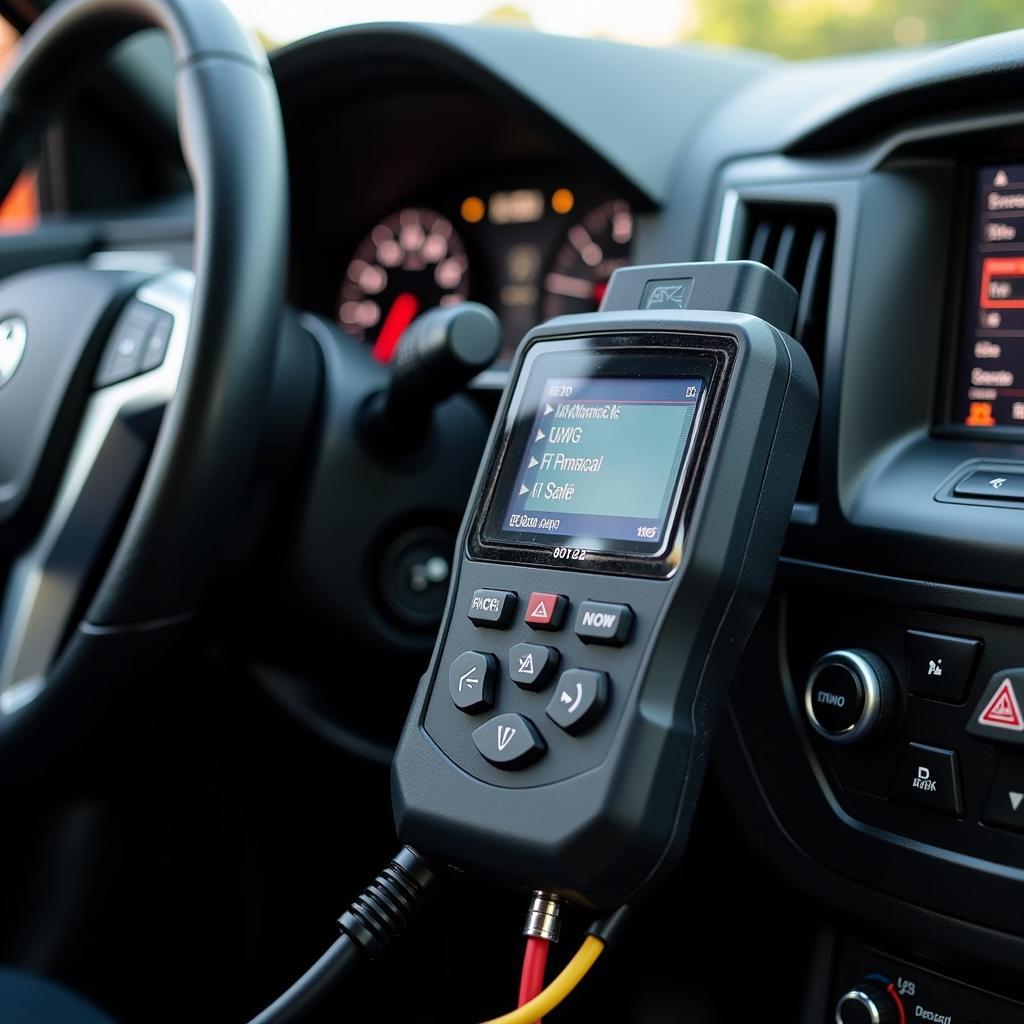 Smog Diagnostic Tool Connected to a Car