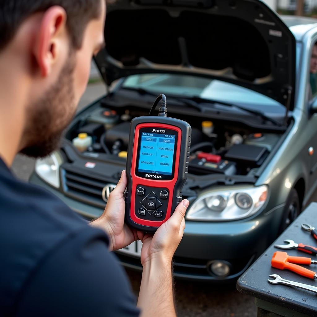 Universal Car Scanner Performing Diagnostics