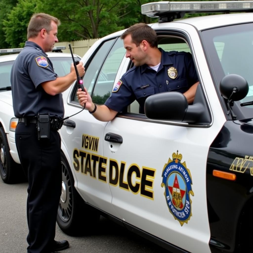 WV State Police officers using car-to-car radio communication