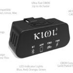 Kiwi 3 Wireless OBD2 Adapter transmitting car data to a smartphone