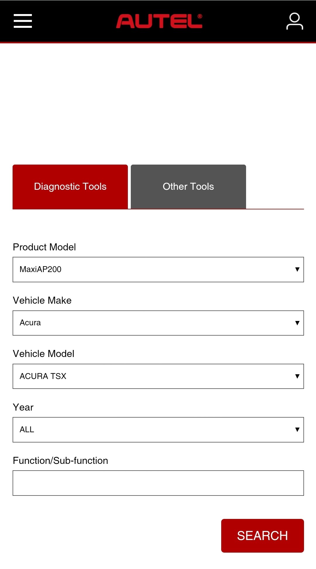 Screenshot of Autel MaxiAP AP200 transmission scan capability