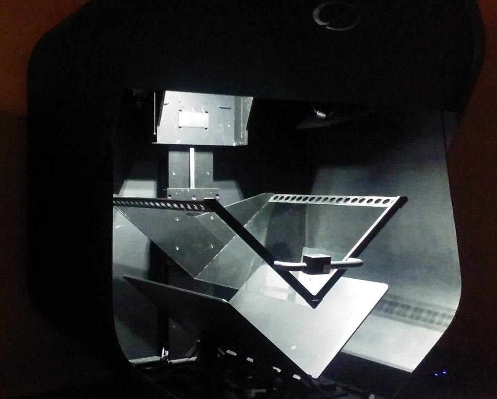 Close-up view of the Qidenus SMART Book Scan 4.0 scanning mechanism with cameras and book cradle