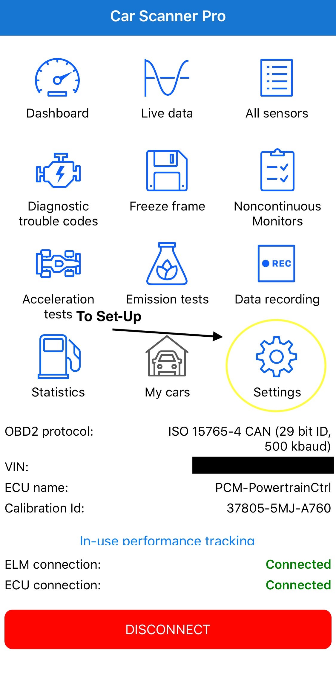 Car Scanner ELM OBD2 app connection settings for Veepeak OBDCheck BLE+ Bluetooth car scanner