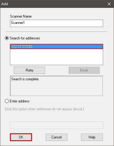 Select Scanner IP from List