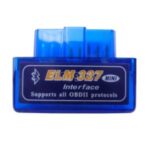 A selection of different ELM327 OBD2 adapters showing various shapes and connection types