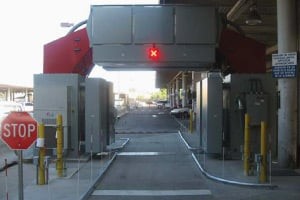 The Z Portal vehicle screening system, also made by AS&E, installed at the San Ysidro border crossing near San Diego, Calif. (Photo courtesy of Customs and Border Protection)