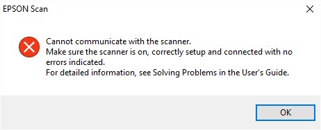 Epson Scan communication error message