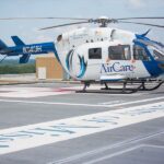 AirCare helicopter on helipad at University of Mississippi Medical Center