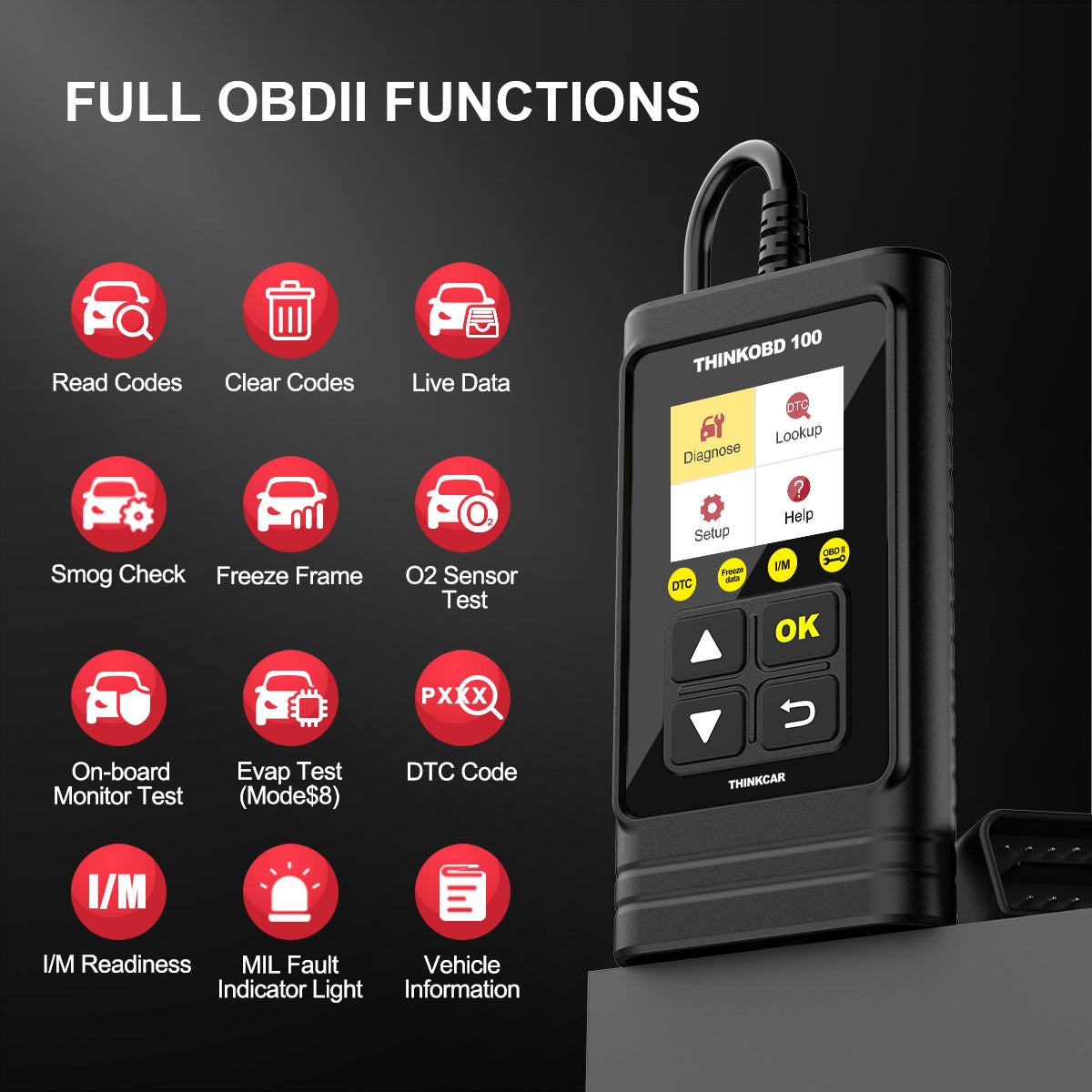 i100 OBD2 scanner performing full system diagnostics