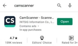 CamScanner App Icon in Play Store