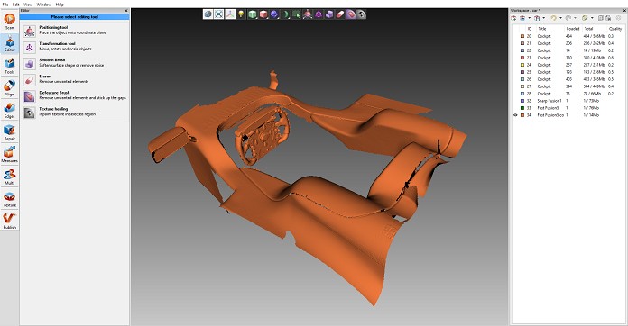 alt text: 3D scan of an F1 car in progress, showcasing the use of Artec Eva for detailed capture.