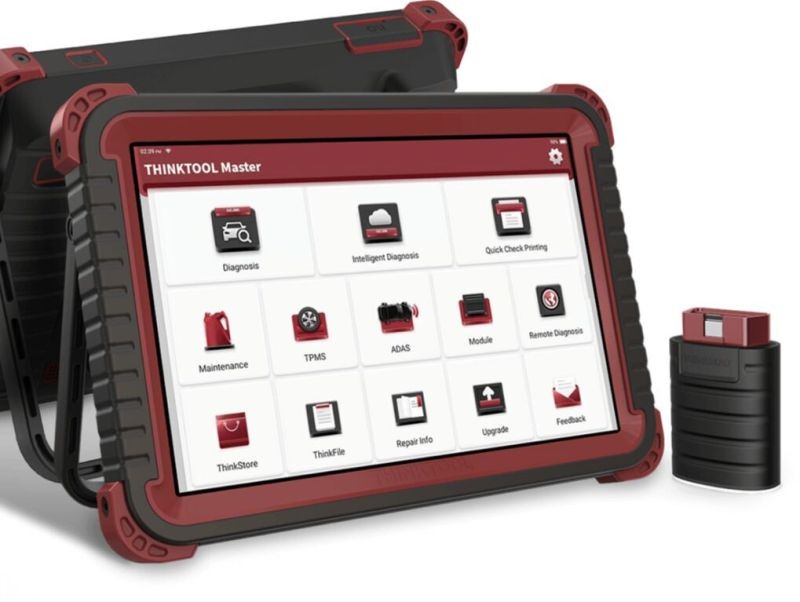 Thinktool Master Car Scanner displayed on a workbench, highlighting its robust design and suitability for professional car scanning services in Bangalore.