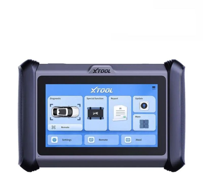 Xtool XT 70 Pro Car Scanner being used for vehicle diagnostics, emphasizing its portability and touch screen interface for car mechanics in Bangalore.